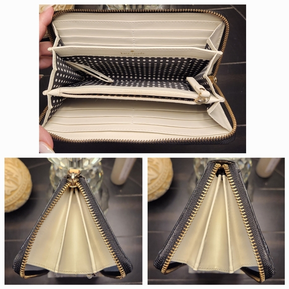 KATE SPADE Four Spades Zip Around Wallet in Black Patent Leather NWOT - Picture 10 of 12